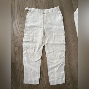 Banana Republic White Cargo Linen Pants